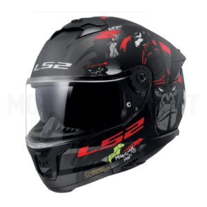 Capacete integral LS2 para homem FF808 Stream II Angry Monkey vermelho fosco vermelho
